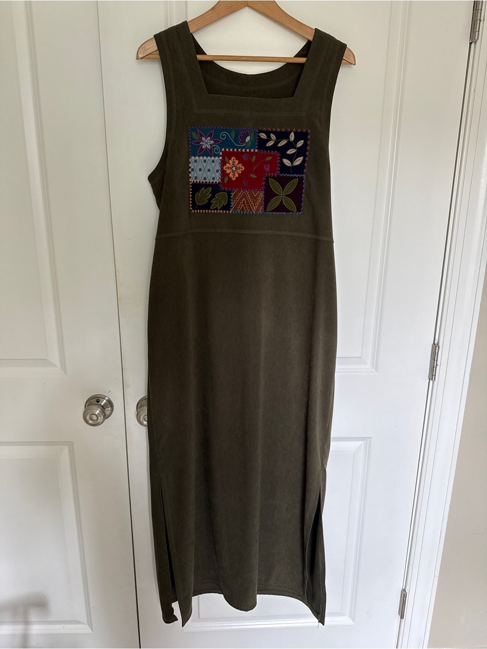 Amanda Smith vintage Olive Patchwork  Maxi Dress medium